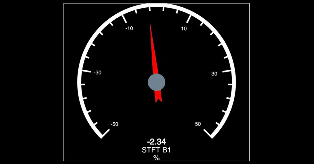 OBD2 app graphing STFT B1 readings on a 1.0 TSI
