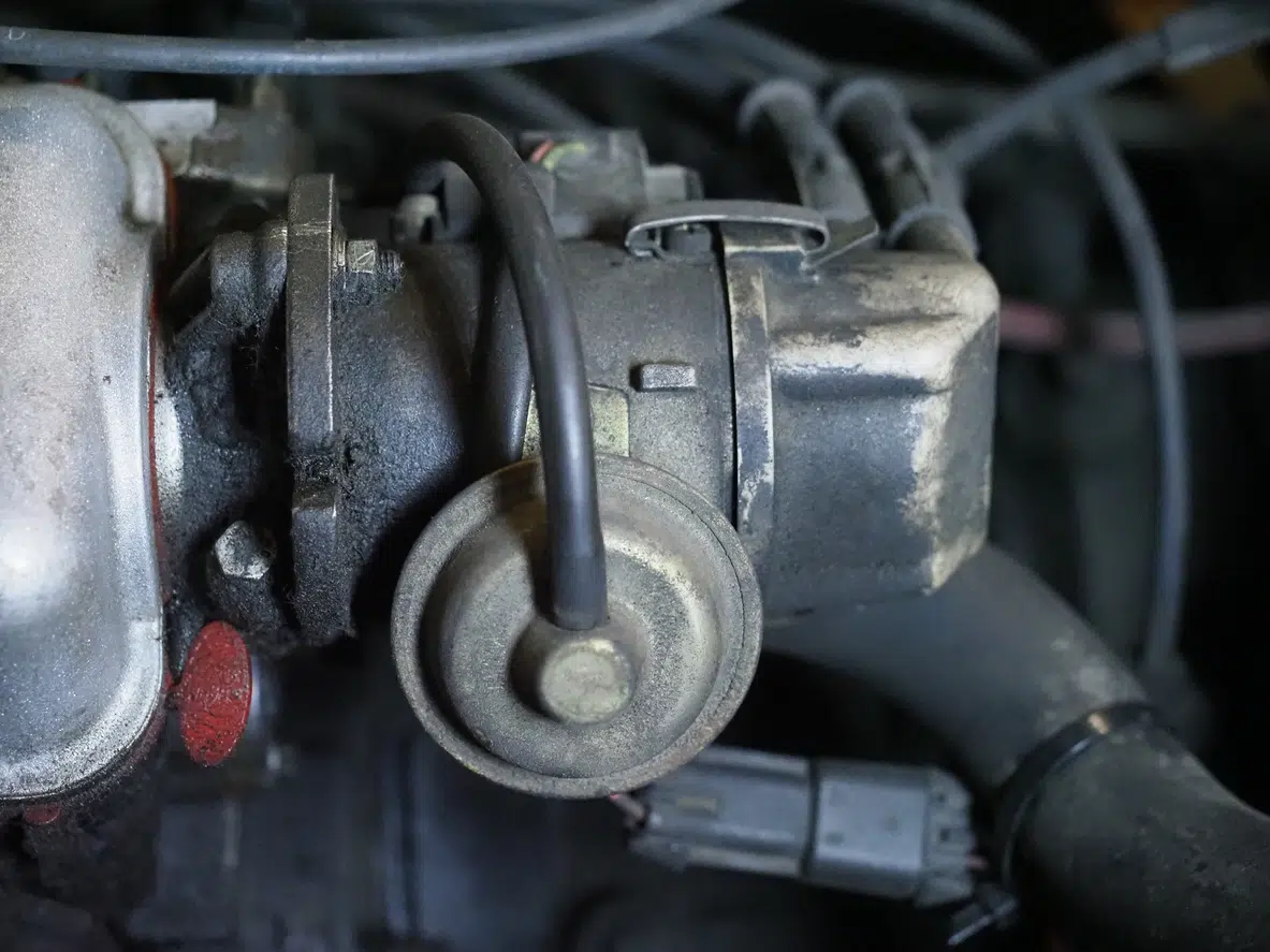 EGR valve location on a typical diesel engine — usually mounted near the intake manifold.