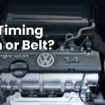 Volkswagen 1.4 EA111 engine bay showing the cylinder head and timing system area