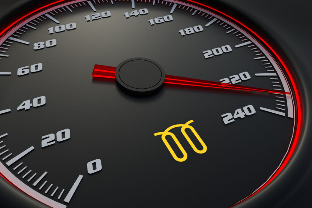 glow plug warning light symbol on car dashboard