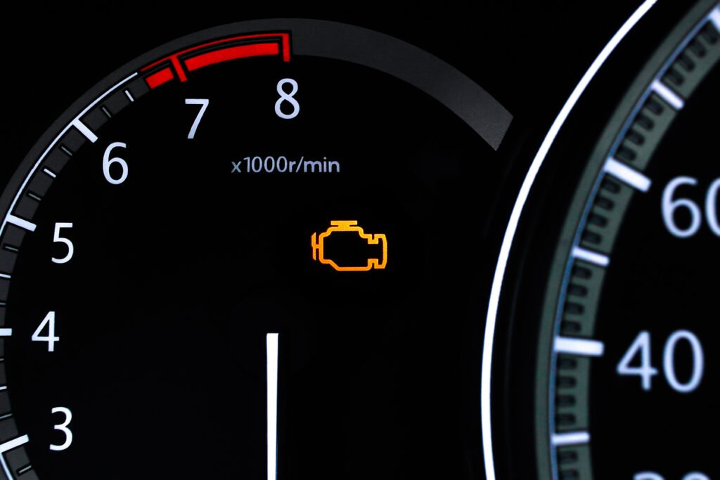 Engine management light illuminated on a diesel dashboard, the warning that appears with the P20EE fault code