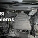 Engine bay of a Skoda Rapid 1.0 TSI with the bonnet open and the words 1.0 TSI Problems over it.
