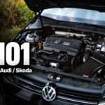 Open bonnet of a Volkswagen Golf TSI with the fault code DTC P2101, a throttle actuator fault on VW, Audi and Skoda.