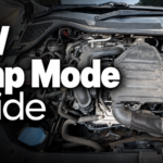 Engine bay of a Volkswagen TSI petrol car under an open bonnet, with the words VW Limp Mode Guide over it.