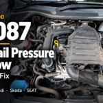 P0087 Volkswagen fault code: fuel rail pressure too low, causes and fix, over a VW-group TSI engine bay